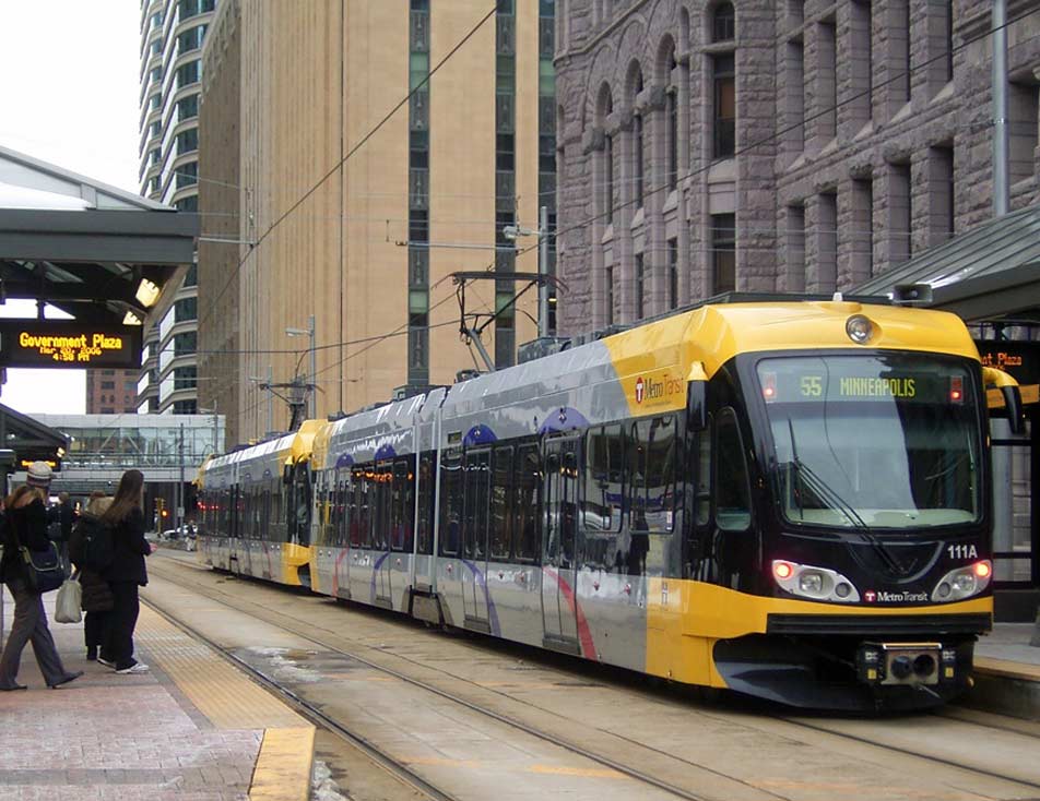 A public tram system going to Minneapolis