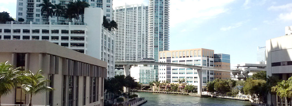 People Mover over water Downtown Miami
